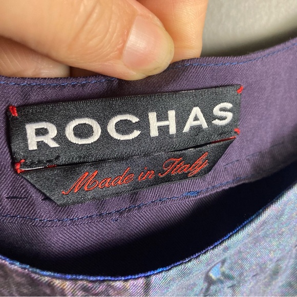 ROCHAS Dress size 4 /40 Blouson tiered Paris fashion French liquid abstract art - Picture 15 of 15